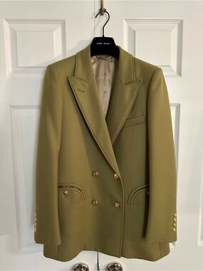Blaze Milano Gold-Button Olive Double-Breasted Women's Blazer